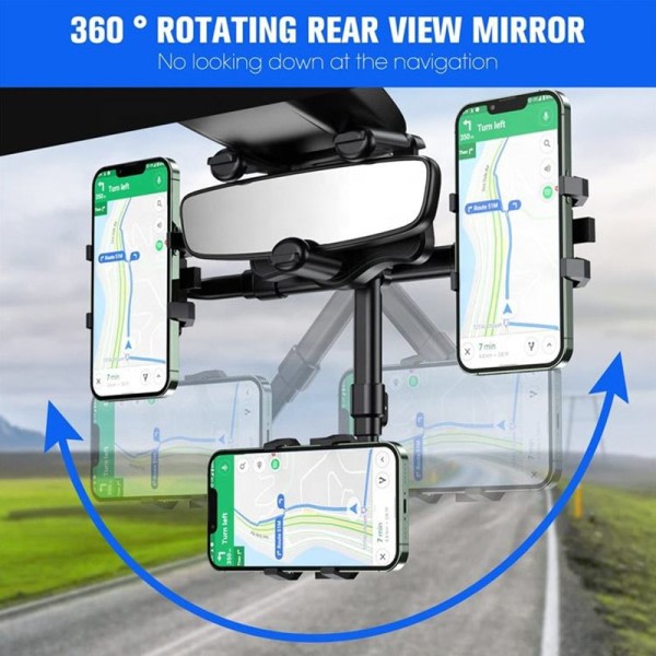 Universal klämma roterbar och infällbar bil telefon hållare backblick spegel körning inspelare fäste gps mobil telefon support