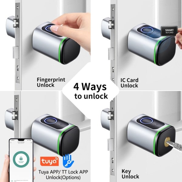 Älykäs elektroninen ovi lukko tee-se-itse sylinteri ydin sormenjälki APP avaimet IC kortti lukituksen avaus