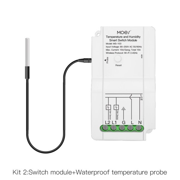 WiFi smart temperatur fuktighet omkopplare modul sensor dubbel relä utgång smart liv app trådlös kontroll