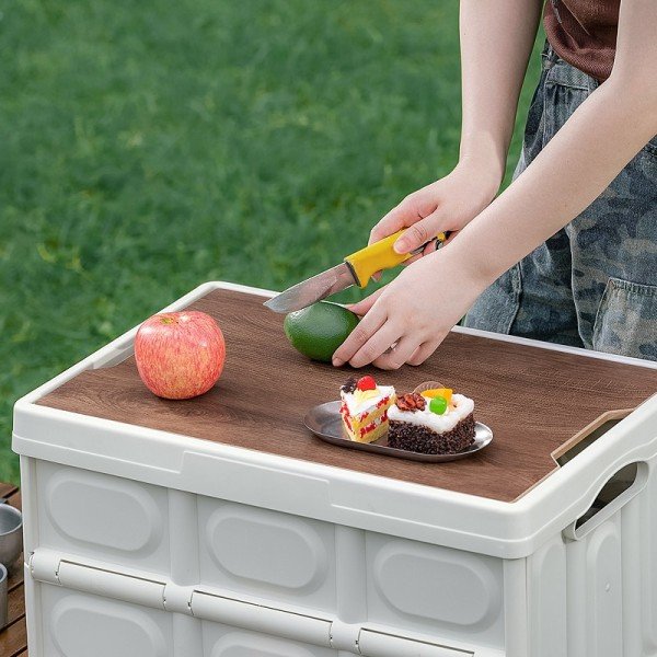 Utomhus camping hopfällbar box med trä lock bil förvaring box