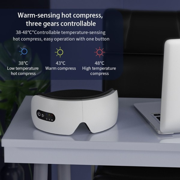 Ögon mask med Bluetooth Musik Vibrerande Varm Kompress Ögon Massör