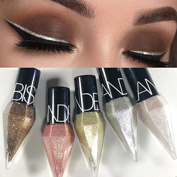Diamant glänsande ögonliners ögonskugga vattentät silver rosa guld färg glitter paljetter eyeliner