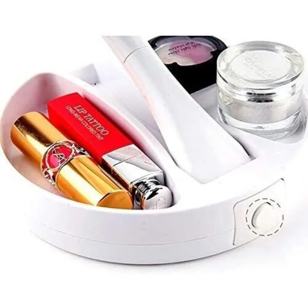 Makeup Mirror Dobbelt Sidet Led Light FH-803 Foldbar Roterer 10x Forstørrelse Organizer
