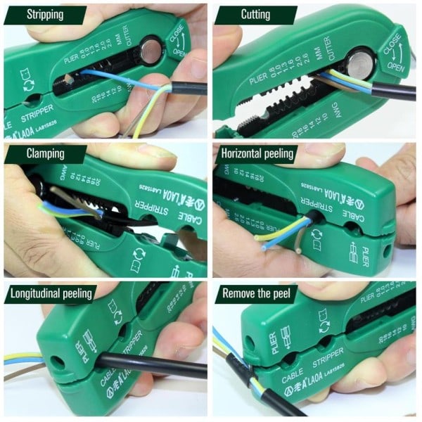 Multifunksjon wire kutter kabel stripper line wire stripping crimp verktøy mini bærbart hånd verktøy