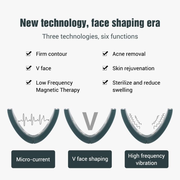 Microcurrent V-face Face Lift Device 6Mode Heated Hud Rejuvenation Double Chin V Face Vibration Masser