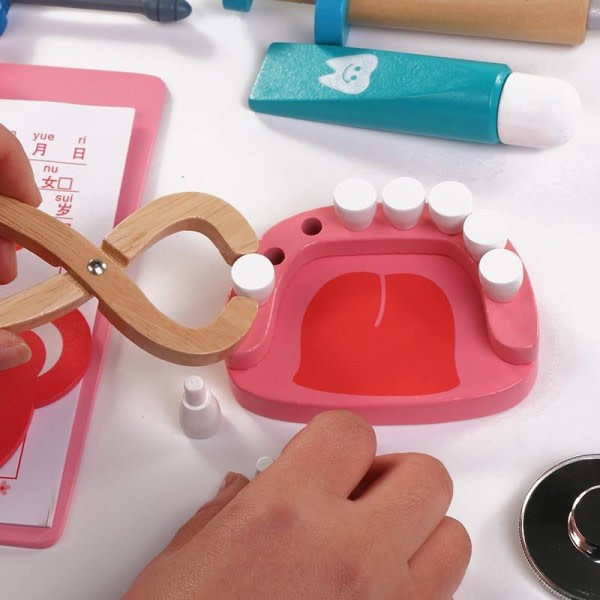 Barn låtsas läkare spel leksak trä cosplay simulering tandläkare tillbehör verktyg barn lek läkare leksaker