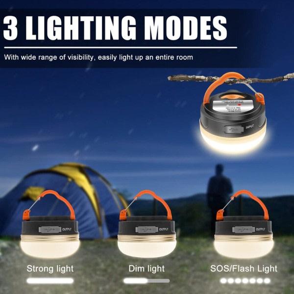 10W LED Camping Lantern Telt lampe 1800mAh  Portable Camping Lights Utendørs Hiking Natt Hengende lampe