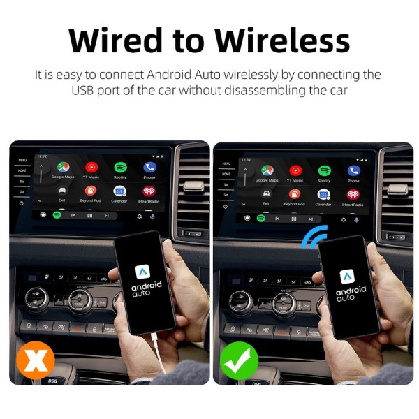 Mini Android Auto Carplay Trådløs Adapter AI Box Bil OEM Kablet Android Auto To Wireless USB Dongle