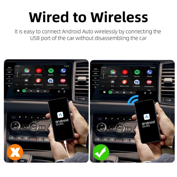 Mini Android Auto Carplay Trådlös Adapter AI Box Bil OEM Trådbunden Android Auto To Trådlös USB Dongle