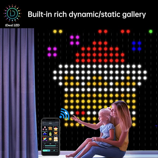 Smart gardin sträng ljus app gör-det-själv bild text lysdiod display smart LED RGB sträng ljus