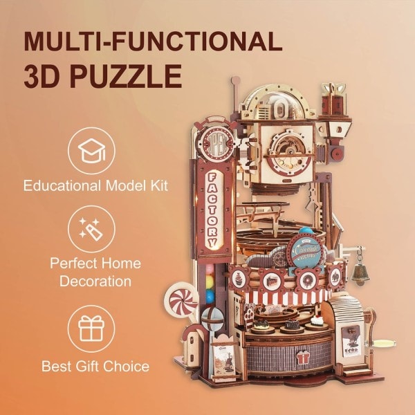 Suklaa tehdas 3D puinen palapeli asennus marmori juoksu lelu