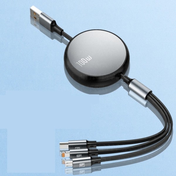 Snabb USB kabel för Huawei/Honor Indragbar Portabel 3 i 1 Mikro USB Typ C Laddare kabel