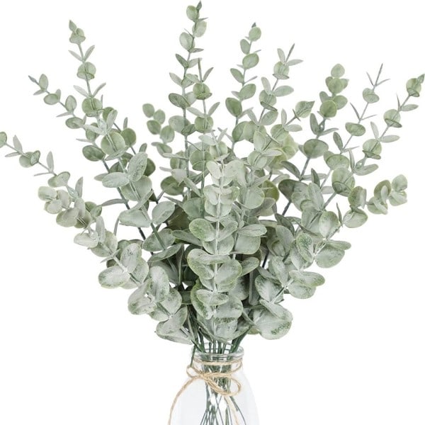 Kunstig eukalyptus blader grønne falske planter grener for bryllup fest utendørs hjemme hage bord dekorasjon