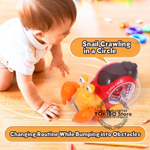 Crawling Krabba Bebis leksaker med musik LED Light Up Interactive Musical Toys
