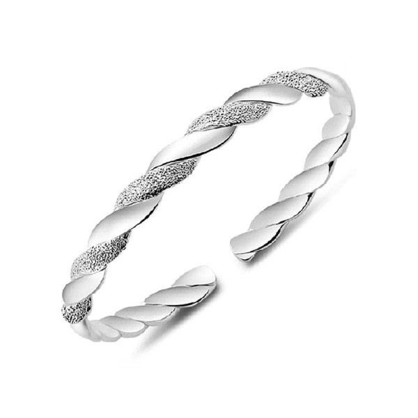 Silver färg  frostad manschett armband för kvinnor vintage enkelt handgjorda vävning bröllop accessoarer smycken
