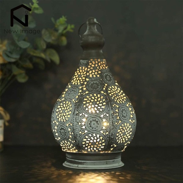 Strømdrevne lamper metall lanterne bord lampe stearinlys holder trådløse lykter