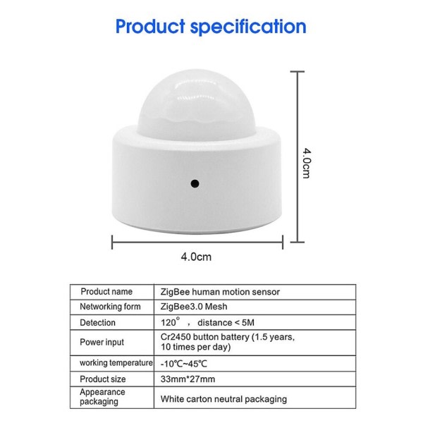 Tuya Zigbee Mini Smart PIR Bevægelsesdetektor Menneske Krop Infrarød Sensor Anti tyveri