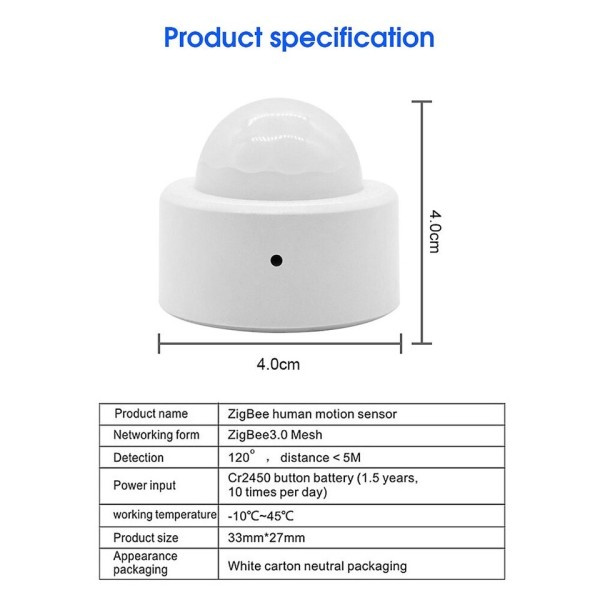 Tuya Zigbee Mini Smart PIR liike ilmaisin Ihminen keho infrapuna anturi varkaudenesto