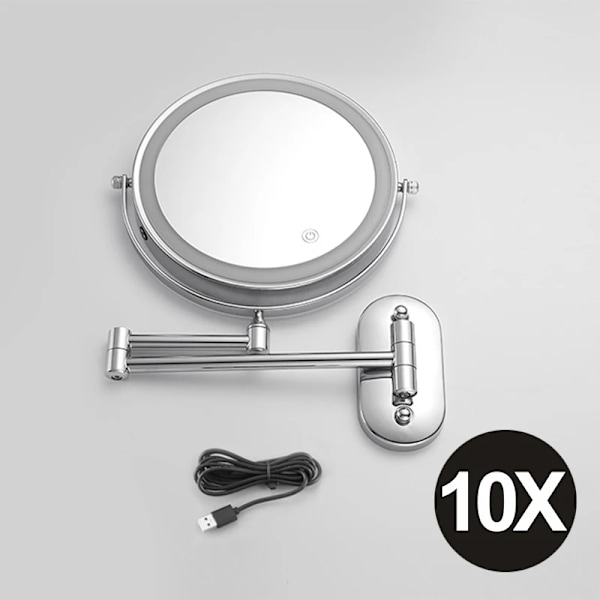 8-tommer Makeup Mirror Chrome 10x Magnifying Double Side USB Mirrors