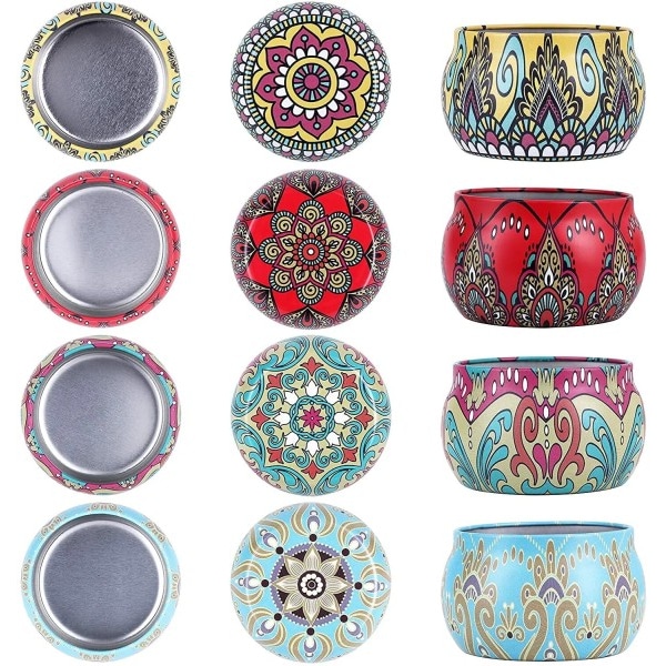 Stearinlys Tinn krukker Bohemian mønstre stearinlys krukke med gave boks DIY stearinlys fremstilling sett holder oppbevaring koffert