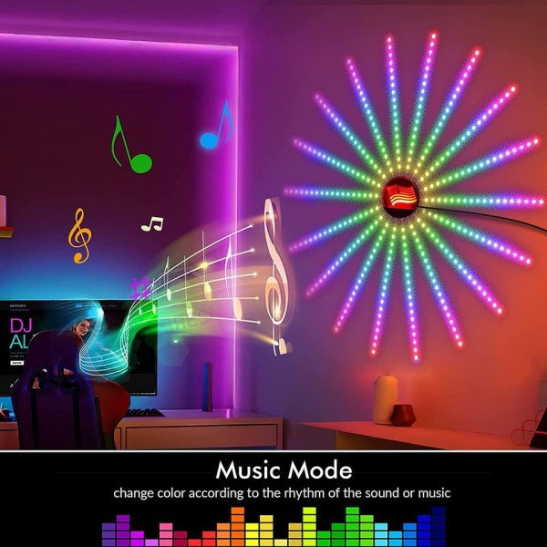 Smart LED Ljus Strip Gör-det-själv Fyrverkeri Fjärrkontroll Bluetooth Festoon Lampa Hem Inomhus Sovrum Fest Bar