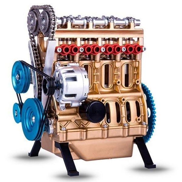 Ny mini montering bil montering inline fyrcylindrig motor modell kit leksaker