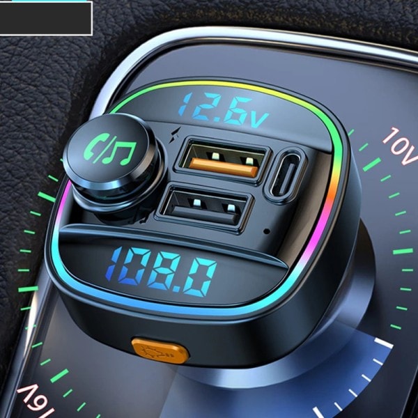 Bluetooth 5.0 FM sender Handsfree Bil Radio Modulator MP3 spiller Med 22.5W USB Super Quick Charge Adapter