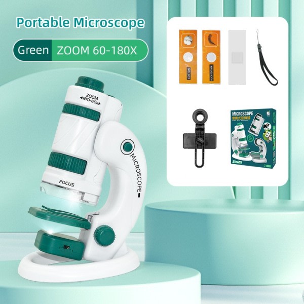 Kids Science Microscope Legetøj Kit 60-180x Pædagogisk Mini Lomme Håndholdt Mikroskop
