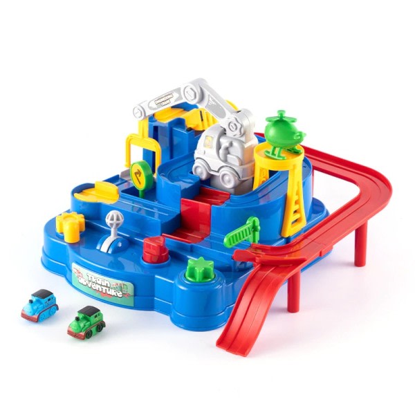 Kilpa rautatie auto junat rata opetus lelut lapsille mekaaniset autot pojille tytöille seikkailu