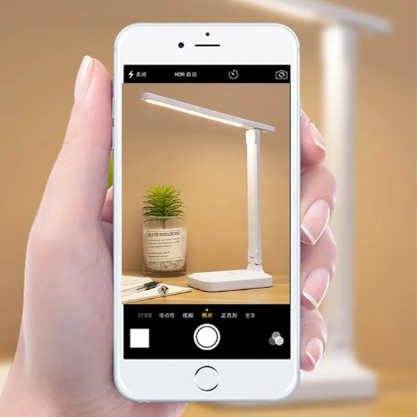 Sammenleggbar bord lampe øyebeskyttelse touch dimmbar LED lampe student hybel soverom lese USB oppladbar bord lampe