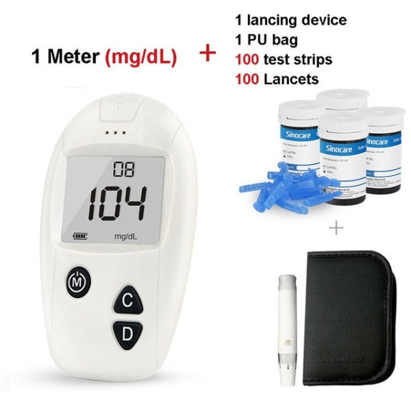 Blod Glukose Måler Glukometer Kit Diabetes Tester