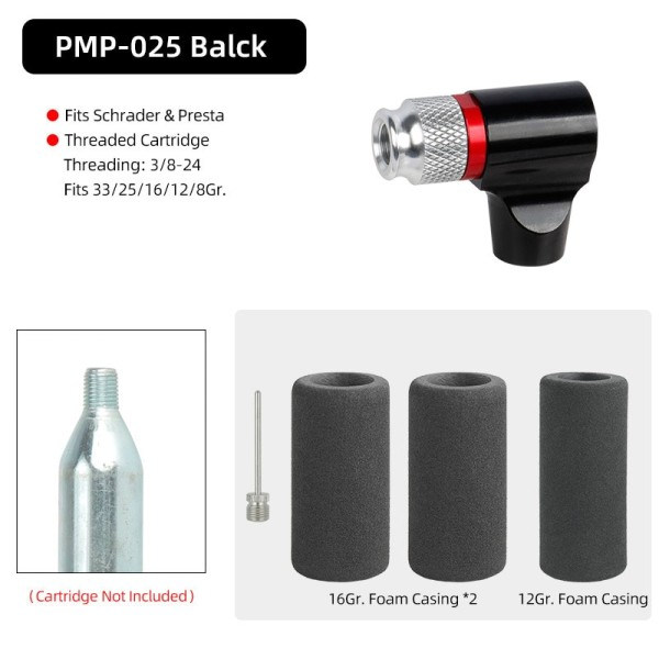 Sykkel CO2 Inflator Pumpe For 3/8-24 gjenget patron Passer