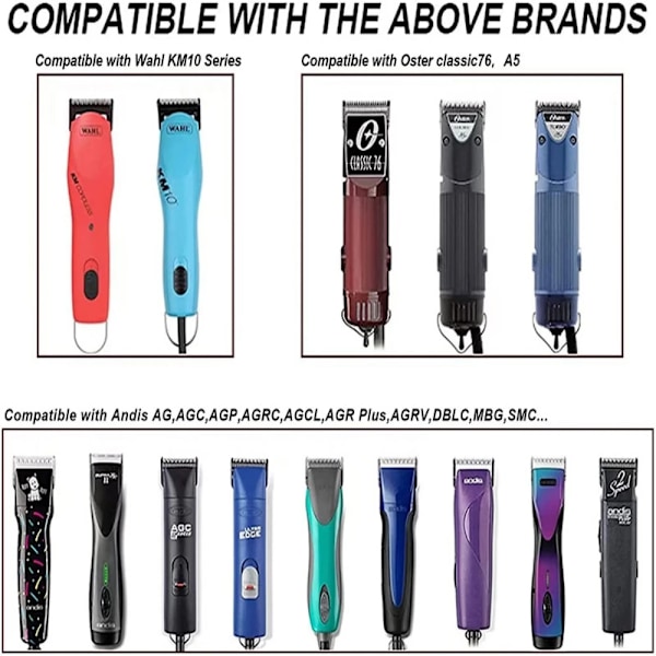 Svart Lagtagbar Husdjur Hund Grooming Clipper Rostfritt Stål Klingar Set