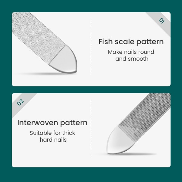 Dobbelt sidet neglefile rustfrit stål manicure pedicure pleje finger tå negle pleje værktøj