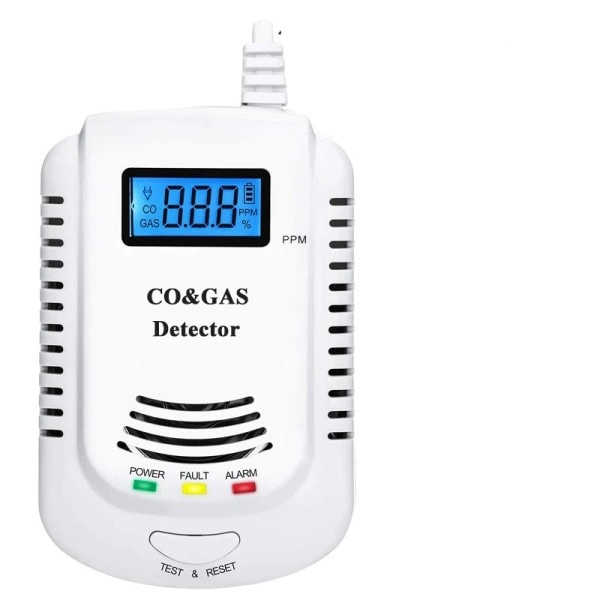 2 in 1 Gas Detektor, Plug-in Home Natural Gas/Methan/Propan/CO Alarm, Lækage Sensor Detektor