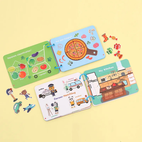 Barn tyst upptagen bok montessori bebis pedagogisk leksak logiskt liv förmåga sortering match spel baby klistermärke leksak