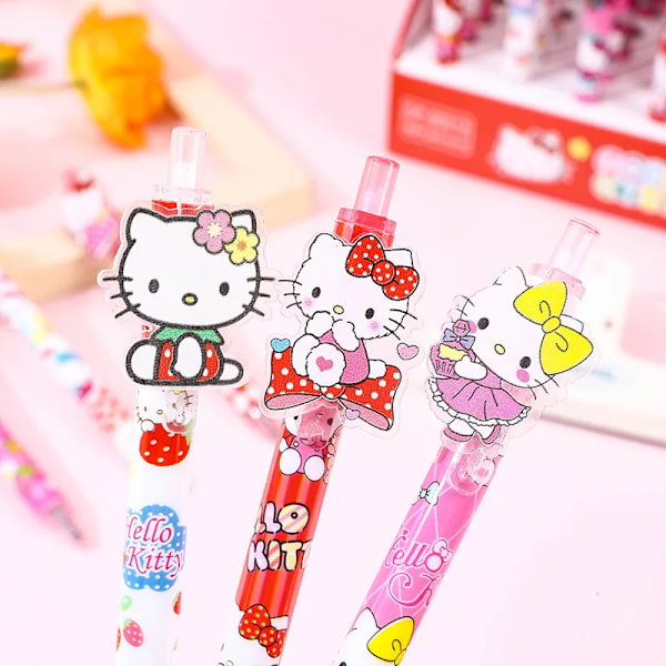 Sarjakuva Geeli Kynä 24/48kpl Hello Kitty Hyvää Uutta Vuotta Luova 0.5 Musta Koulu Paperi toimisto Allekirjoitus kynät