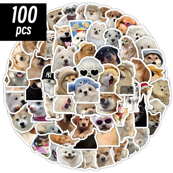 100 stykker Sjove Hund Klistermærker Tegnefilm Søde Decals Legetøj