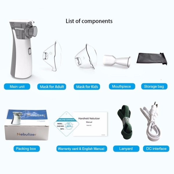 medicinsk bärbar tyst nebulisator mini handhållen inhalator
