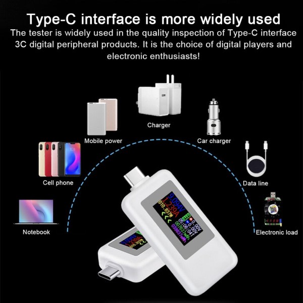 Type-C USB tester strøm spenning strøm tester timing amperemeter