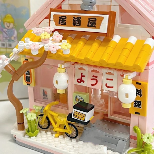 Kreativ Blomster Hus Bygning Klosser Leker Jernbane Kirsebær Blomster Modell Klosser Mini Klosser Leker