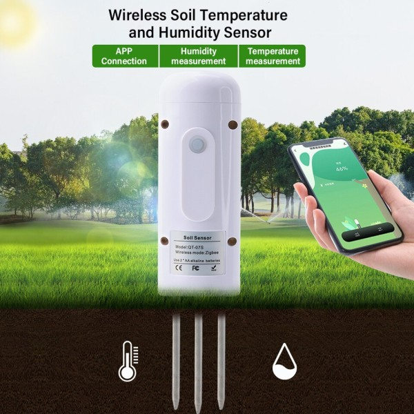 Tuya Zigbee Trådløs Jord Fugt Måler Temperatur Fugtighed Tester