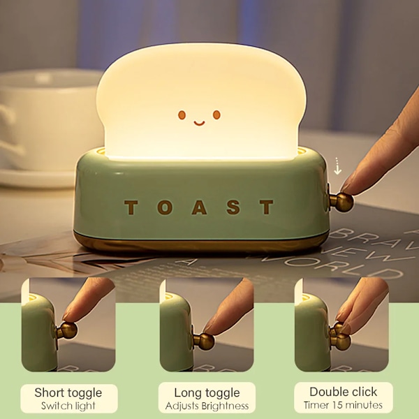 Söt Hem Inredning Kawaii Bröd Bord Lampor Natt Amning Portabel Lätt med Timer