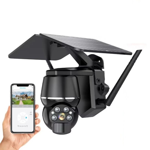 4MP Mini Aurinkopaneeli PTZ kamera Ulkona vedenpitävä PIR liike tunnistus CCTV turva langaton kamera