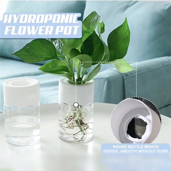 Mini Hydroponic Blomma Kruka Hem Vas Dekor Transparent Imitation Glas Smutsfri Växt Krukor Grön Växter Kruka För Hem Dekoration