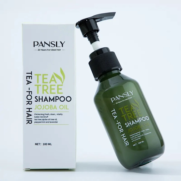 Tee puu happo hius shampoo laventeli tuoksu parantaa päänahkaa terveyttä hiusten volyymia ja kiiltoa