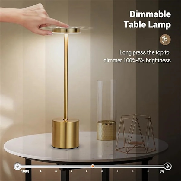 Classic Bord Lampe USB Opladbar Natt Lys Trinnløs Dimming Touch Desk Lampe