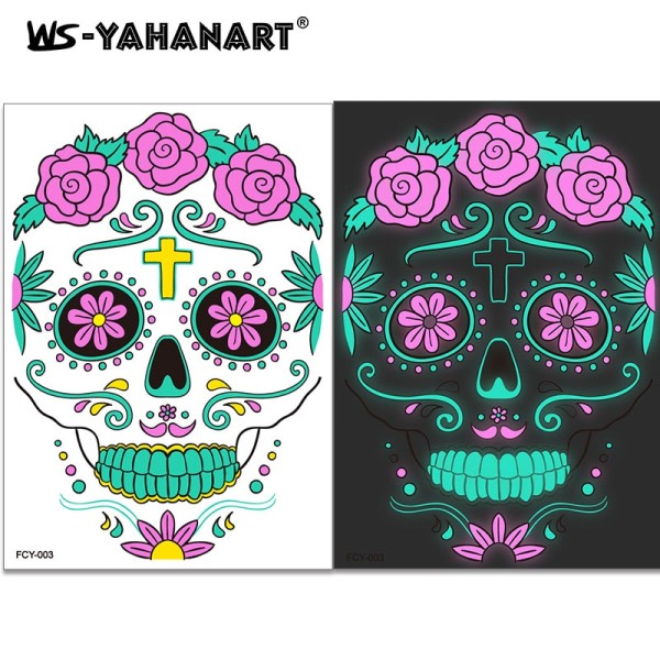 Ansiktsbehandling tatuering dekal  Bicolor luminescens  Vatten till papper  Vuxna och barn  Halloween påsk jul  Rave fest