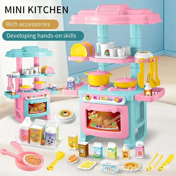 Lek hus kök leksak set simulering mini matlagning porslin lek hus leksak