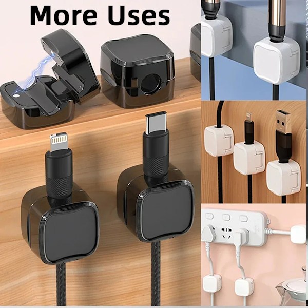 Magnetisk kabel klämmor kabel slät justerbar sladd hållare